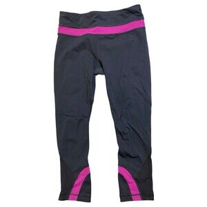 Lululemon Black And Pink Cropped Yoga Compression Leggings Women’s Size 4
